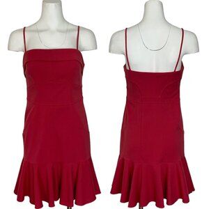 Cris Barros Dress 40 US/8 Red Sleeveless Mini Peplum Ruffle Lined Sexy Party